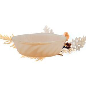 Anchor Hocking Mini Casserole Dish Fire King Milk Glass Peach Lustre Shell MCM